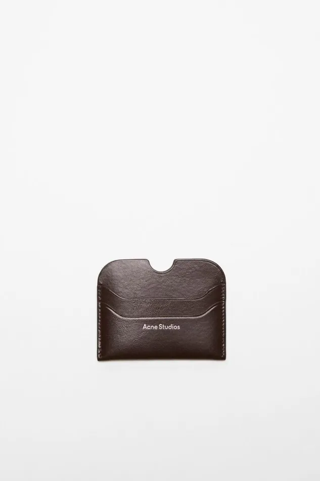 Acne Studios Leather Card Holder Chocolate Brown Man Small Leather Goods