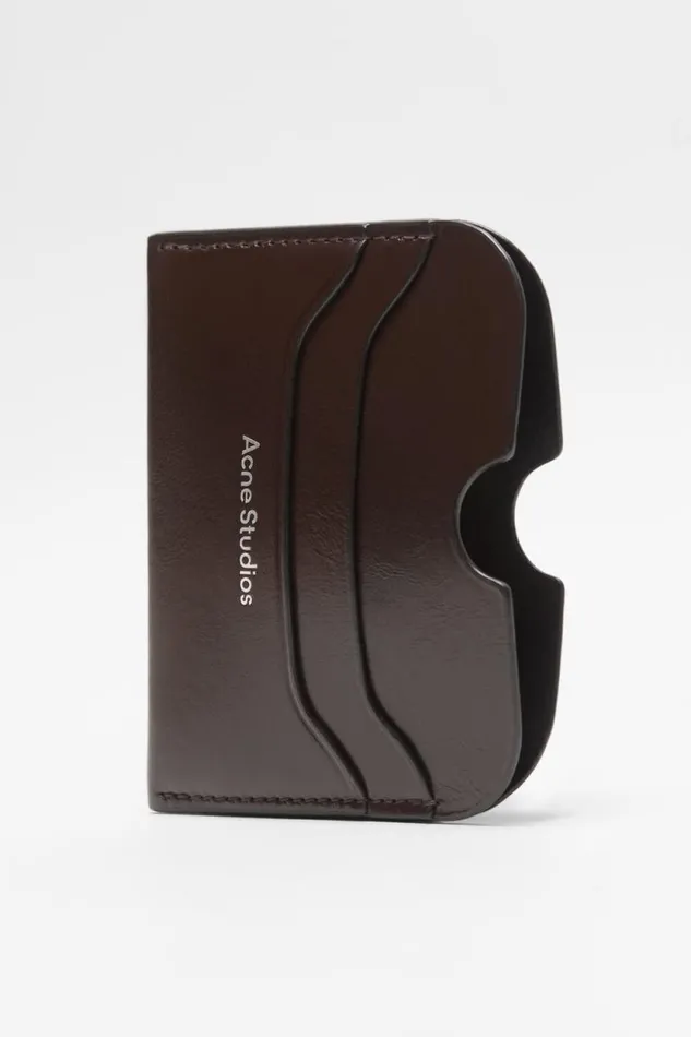 Acne Studios Leather Card Holder Chocolate Brown Man Small Leather Goods