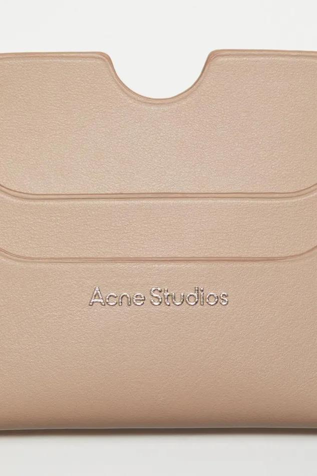Acne Studios Leather Card Holder Taupe Beige Woman Small Leather Goods