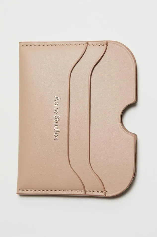 Acne Studios Leather Card Holder Taupe Beige Woman Small Leather Goods