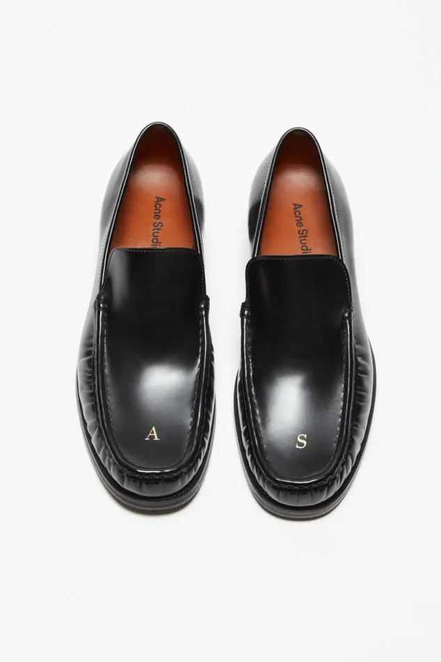 Acne Studios Leather Loafers Black Man Shoes