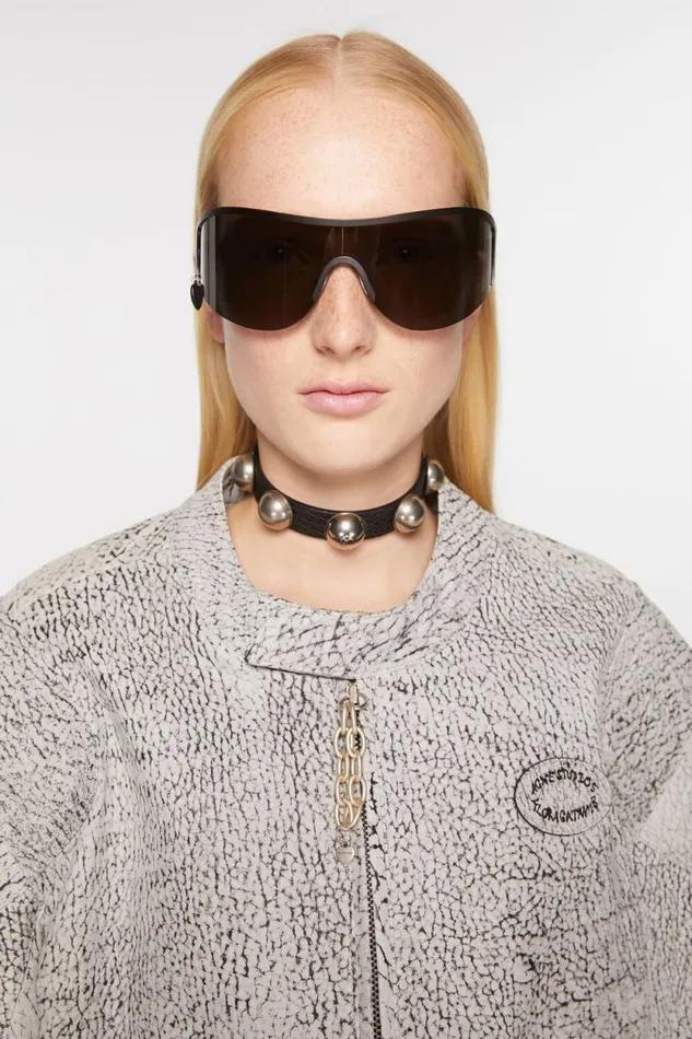 Acne Studios Leather Stud Necklace Black Woman Jewellery