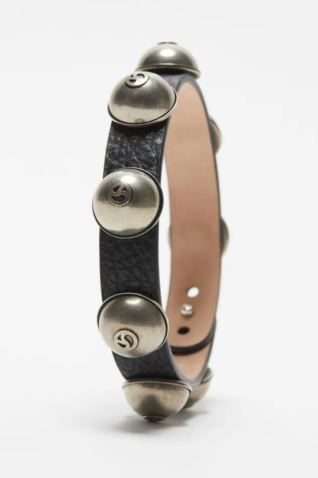 Acne Studios Leather Stud Necklace Black Woman Jewellery