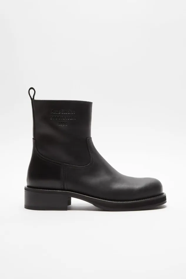 Acne Studios Leather Waxed Boots Black Man Shoes