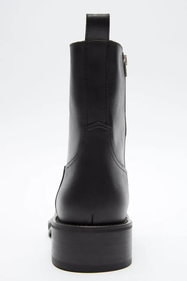 Acne Studios Leather Waxed Boots Black Man Shoes
