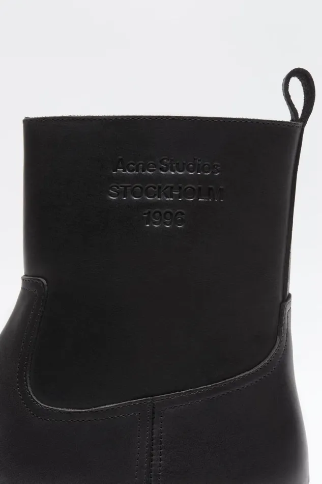Acne Studios Leather Waxed Boots Black Man Shoes