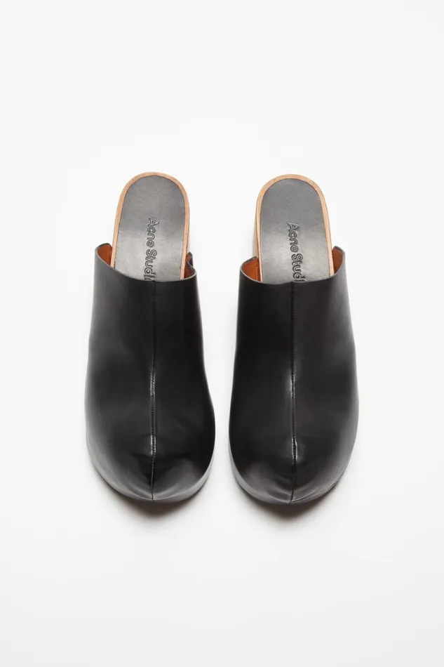 Acne Studios Leather Wood Clogs Black Woman Shoes
