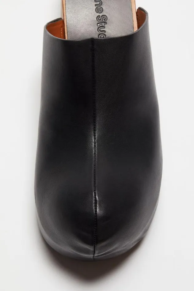Acne Studios Leather Wood Clogs Black Woman Shoes
