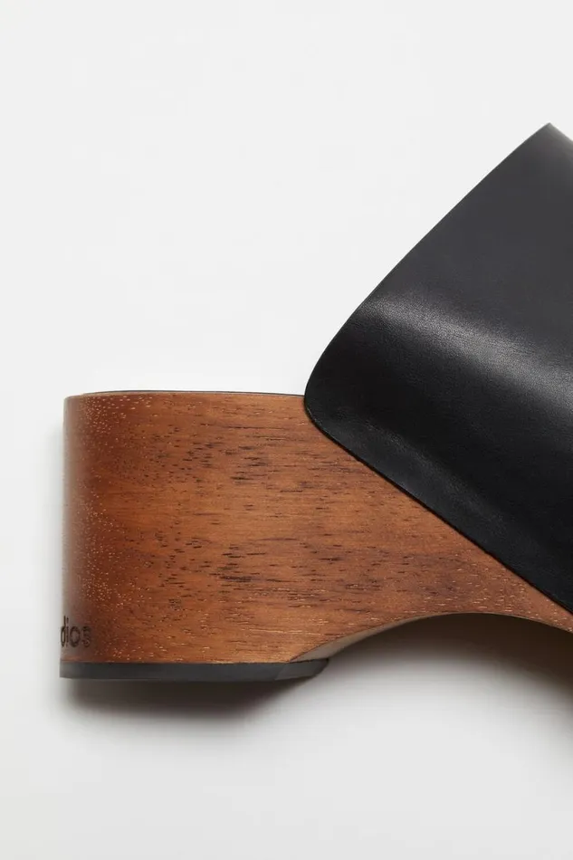 Acne Studios Leather Wood Clogs Black Woman Shoes