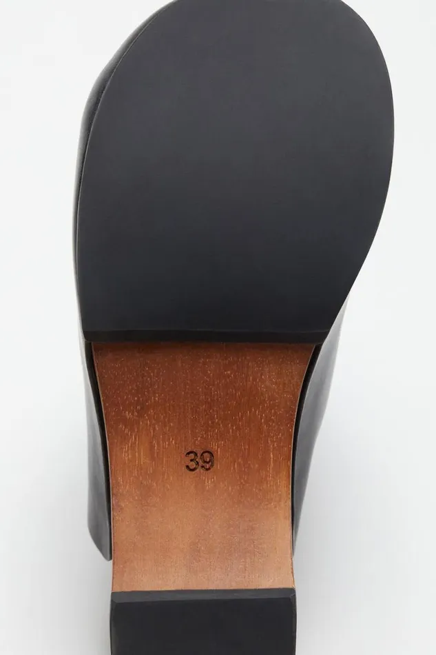 Acne Studios Leather Wood Clogs Black Woman Shoes