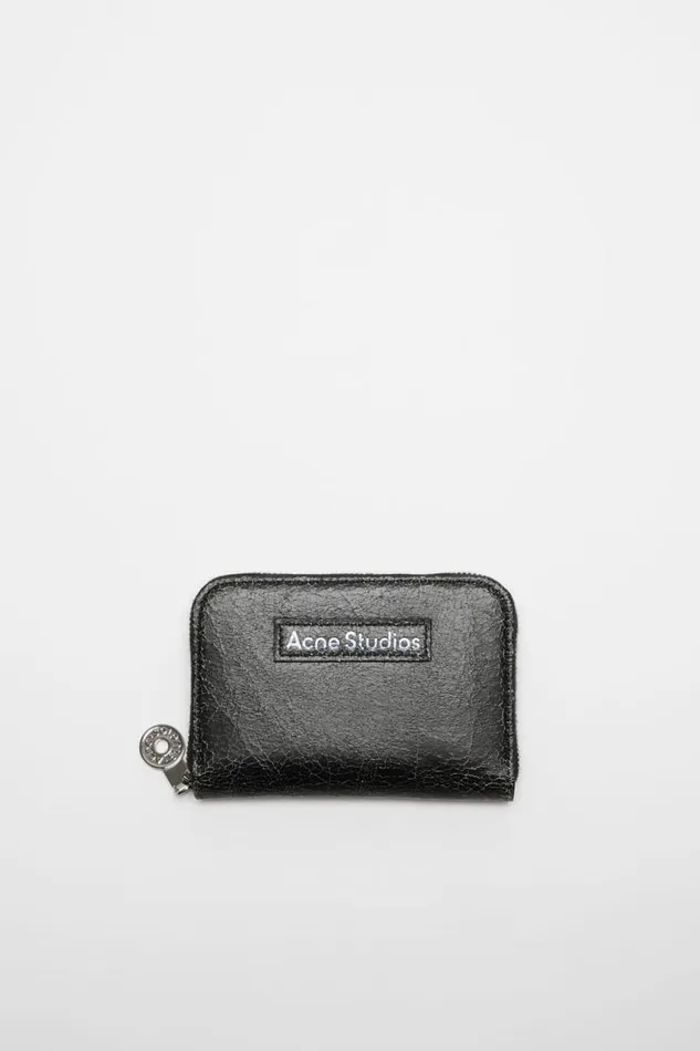 Acne Studios Leather Zip Wallet Black Man Small Leather Goods