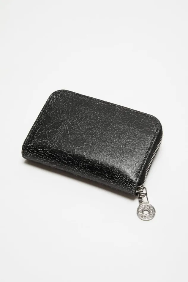 Acne Studios Leather Zip Wallet Black Man Small Leather Goods