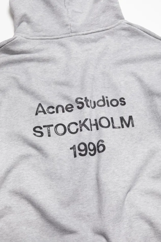 Acne Studios Logo Hooded Sweater Pale Grey Melange Woman Sweatshirts