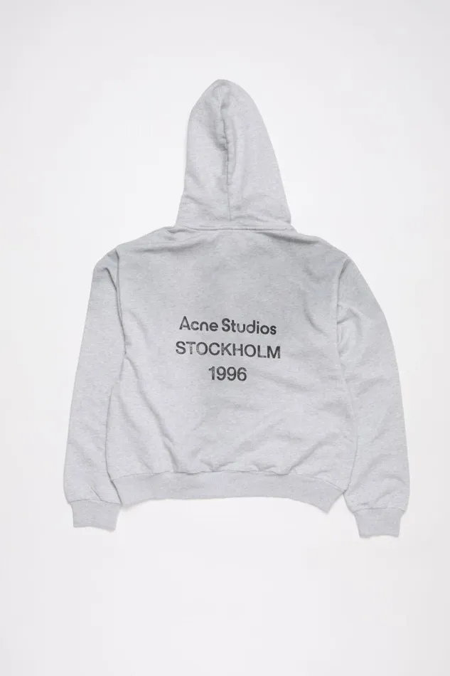 Acne Studios Logo Hooded Sweater Pale Grey Melange Woman Sweatshirts