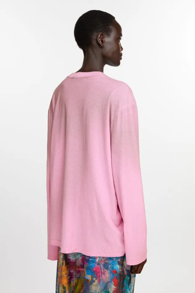 Acne Studios Logo Tshirt 8211 Relaxed Fit Cotton Candy Pink Woman Tshirts