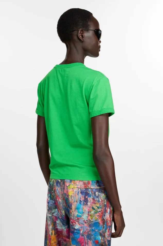 Acne Studios Logo Tshirt Bright Green Woman Tshirts