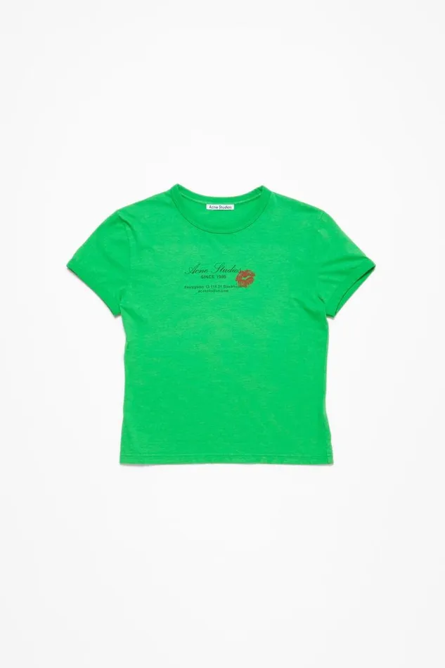 Acne Studios Logo Tshirt Bright Green Woman Tshirts