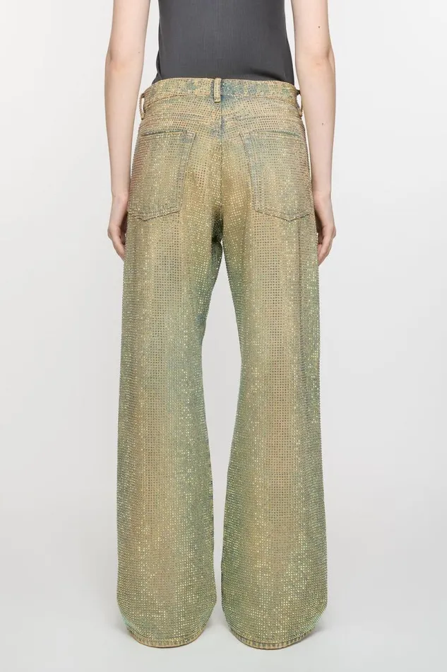 Acne Studios Loose Fit Crystal Studs Jeans 8211 2021F Mid Blue Woman Jeans