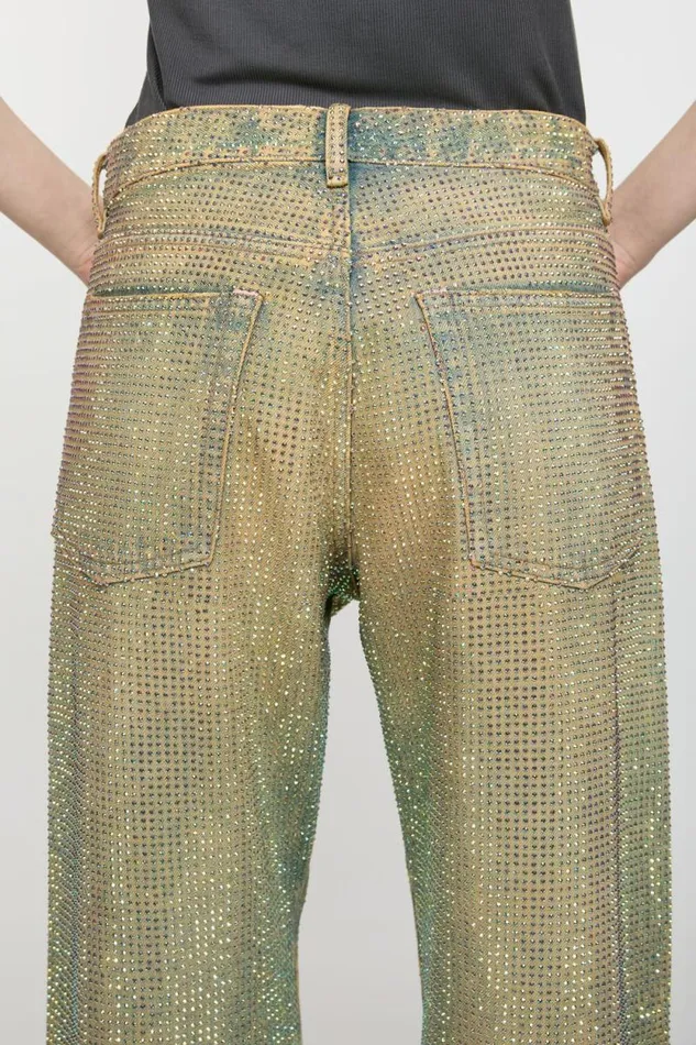 Acne Studios Loose Fit Crystal Studs Jeans 8211 2021F Mid Blue Woman Jeans