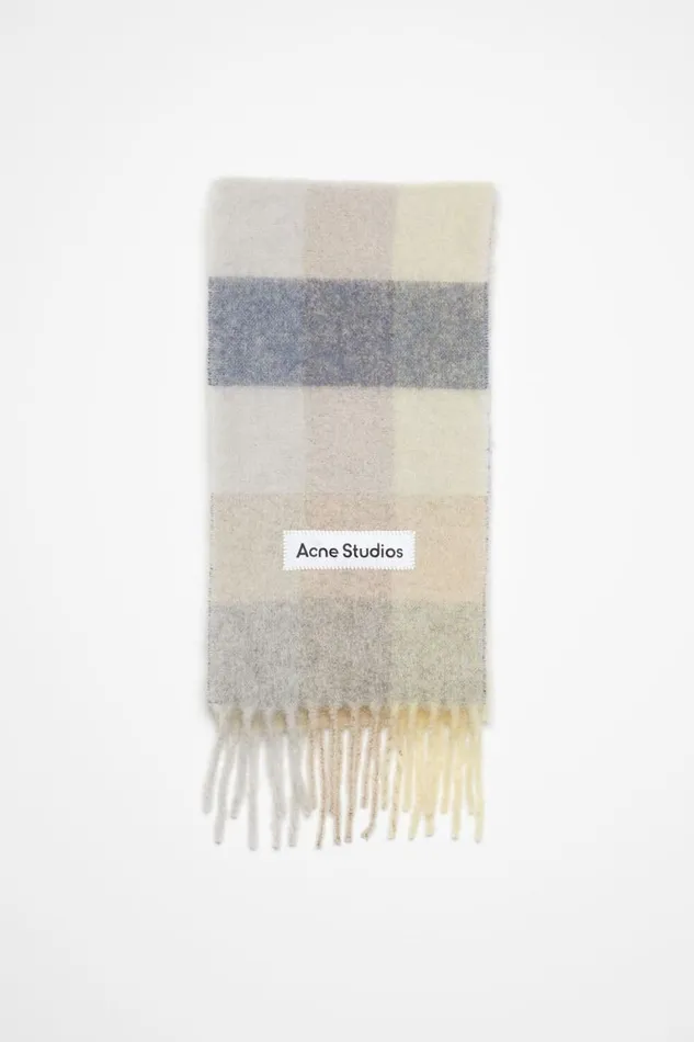 Acne Studios Mohair Checked Scarf Vanillabeigelavender Woman Scarves