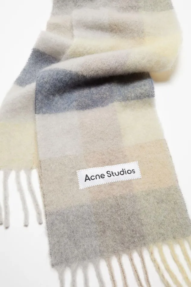 Acne Studios Mohair Checked Scarf Vanillabeigelavender Woman Scarves