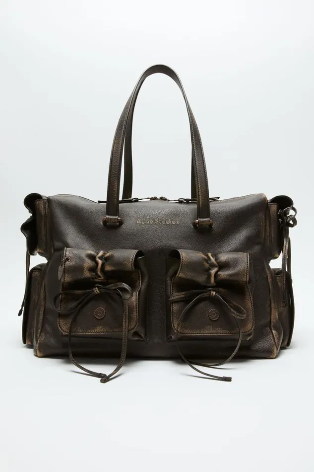 Acne Studios Multipocket Tote Bag Dark Brownbeige Man Bags