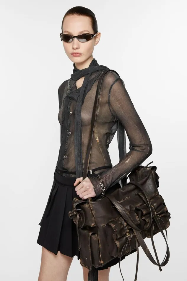 Acne Studios Multipocket Tote Bag Dark Brownbeige Man Bags