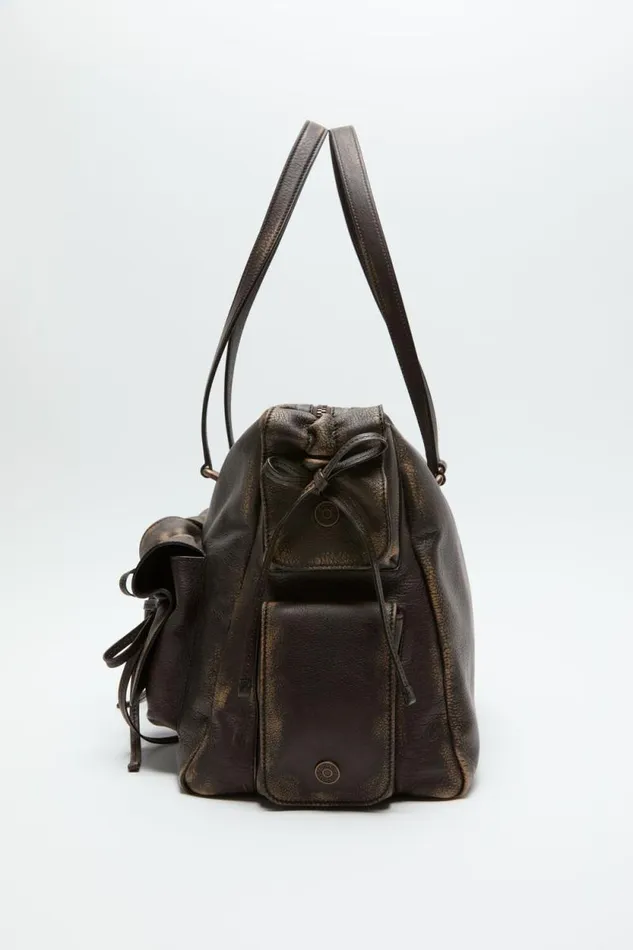Acne Studios Multipocket Tote Bag Dark Brownbeige Man Bags