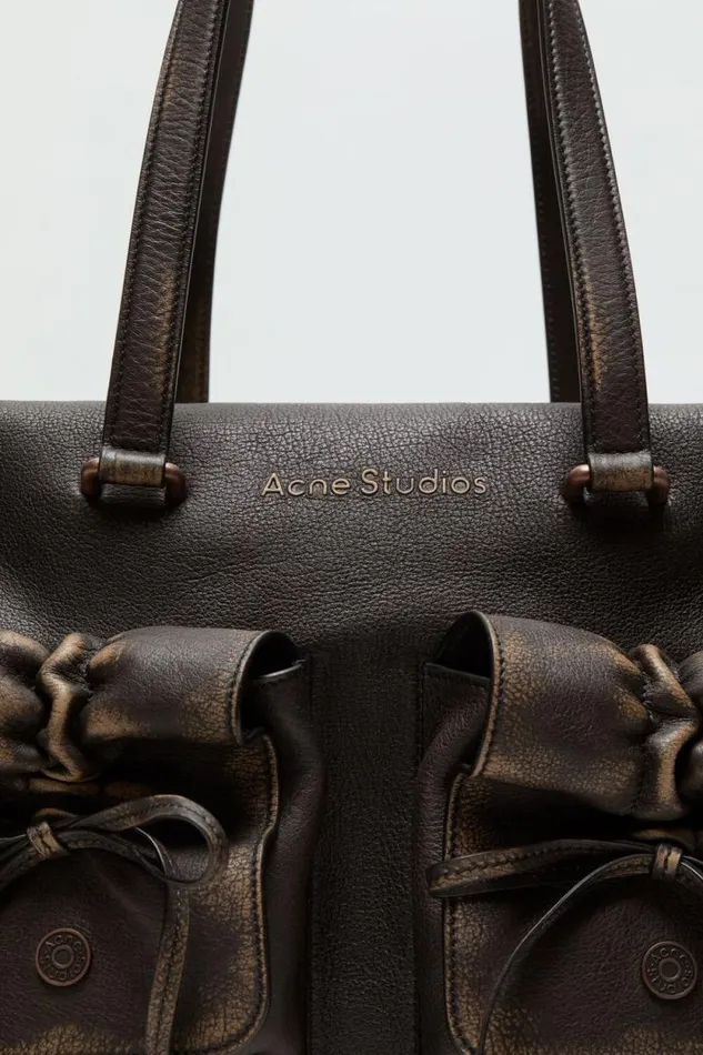 Acne Studios Multipocket Tote Bag Dark Brownbeige Man Bags
