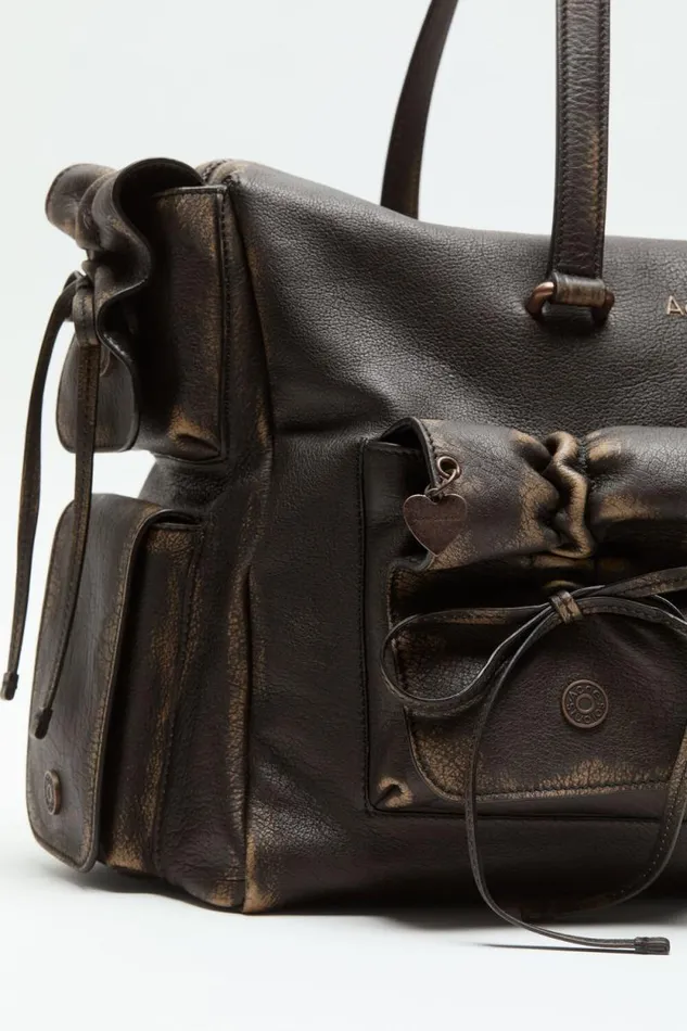 Acne Studios Multipocket Tote Bag Dark Brownbeige Woman Bags