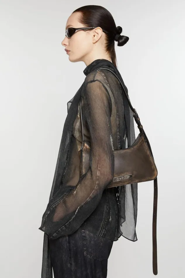 Acne Studios Platt Mini Shoulder Bag Dark Brownbeige Man Bags