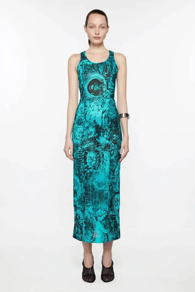 Acne Studios Printed Dress Blue Woman Dresses