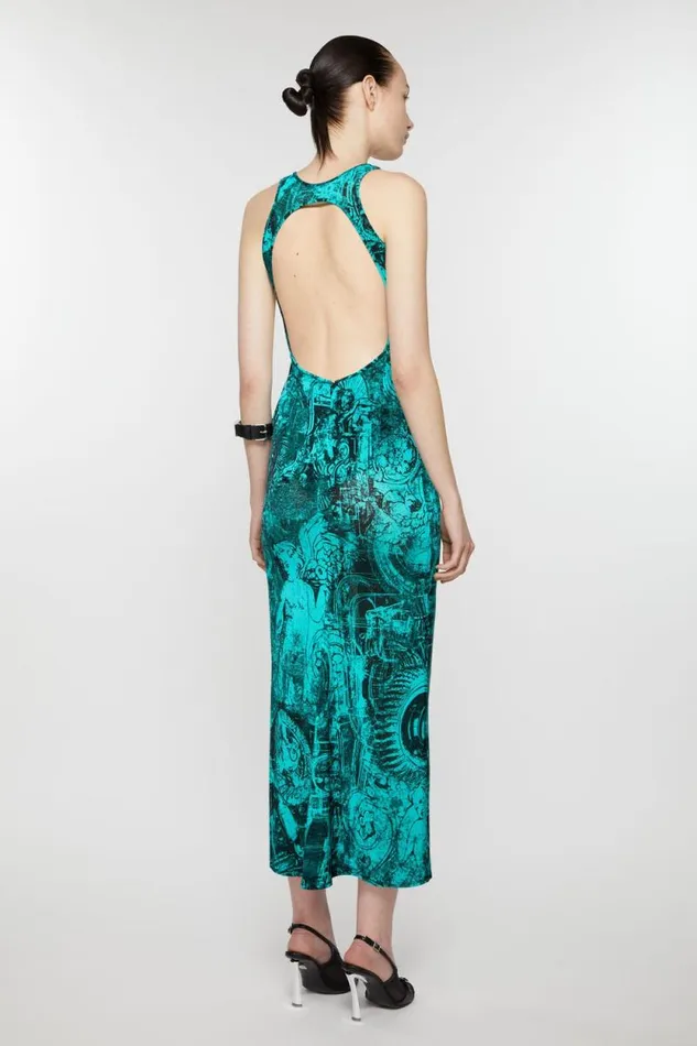 Acne Studios Printed Dress Blue Woman Dresses