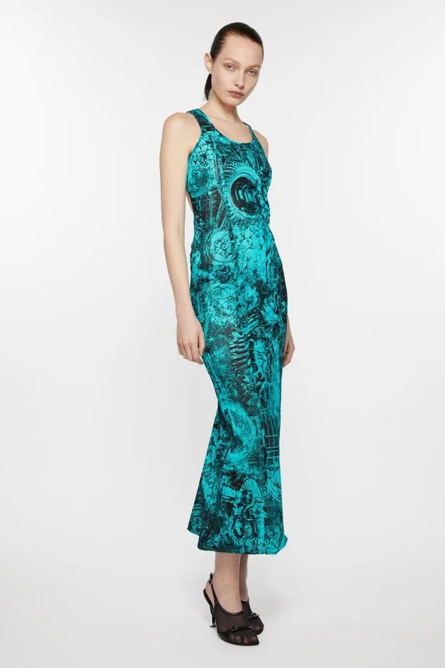 Acne Studios Printed Dress Blue Woman Dresses