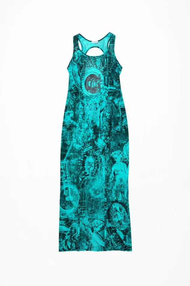 Acne Studios Printed Dress Blue Woman Dresses