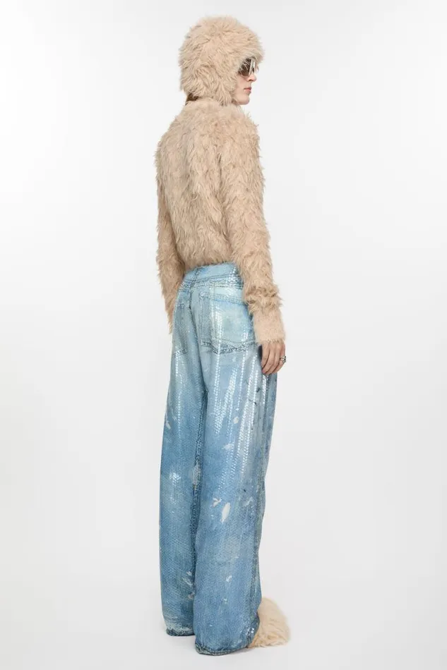 Acne Studios Printed Sequins Trousers Mid Blue Woman Trousers
