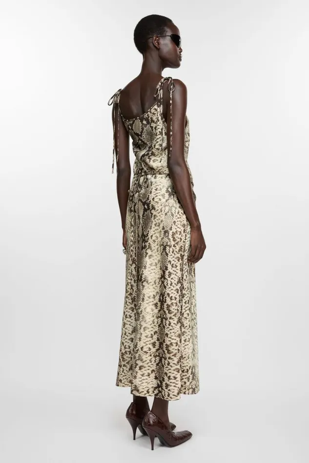 Acne Studios Satin Dress Multi Brown Woman Dresses