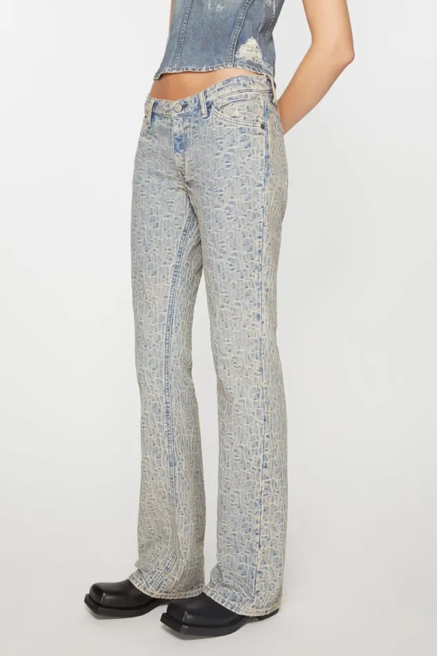 Acne Studios Slim Fit Jeans 8211 2005 Monogram Bluebeige Woman Jeans