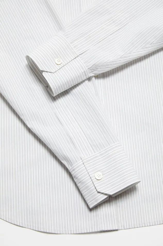 Acne Studios Stripe Shirt Olive Greenwhite Woman Shirts and Blouses
