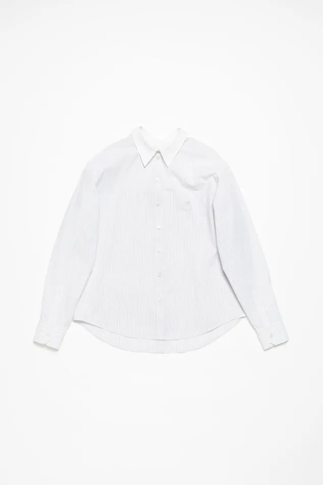 Acne Studios Stripe Shirt Olive Greenwhite Woman Shirts and Blouses