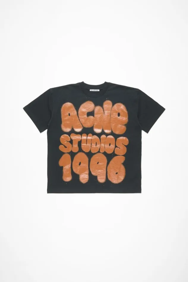 Acne Studios Tshirt Logo 8211 Relaxed Unisex Fit Black Man Tshirts