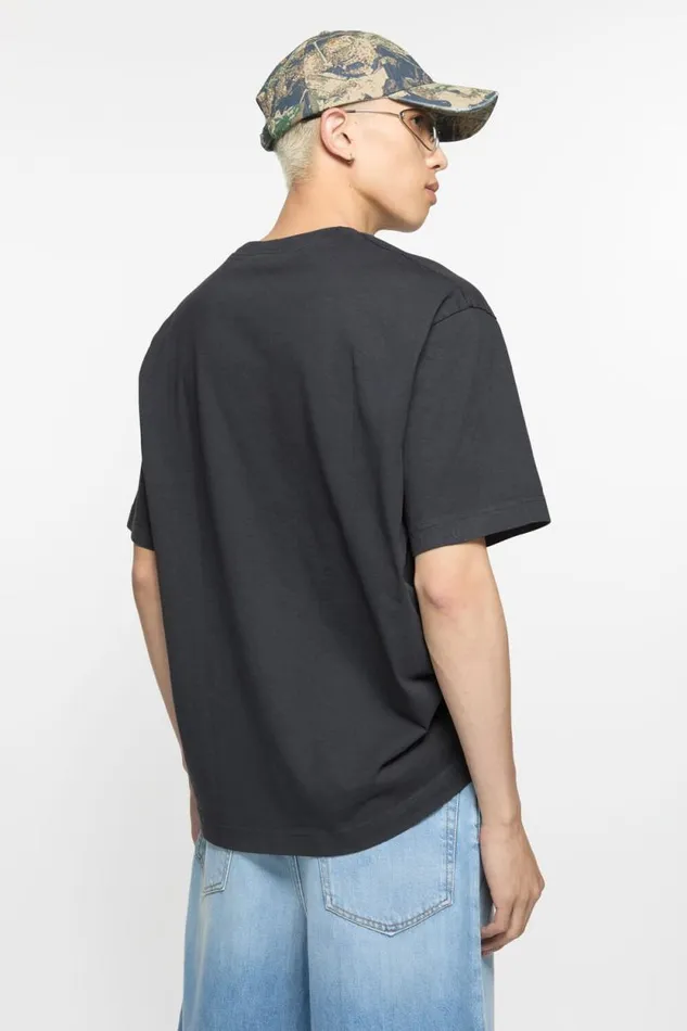 Acne Studios Tshirt Stamp Logo 8211 Relaxed Fit Black Man Tshirts