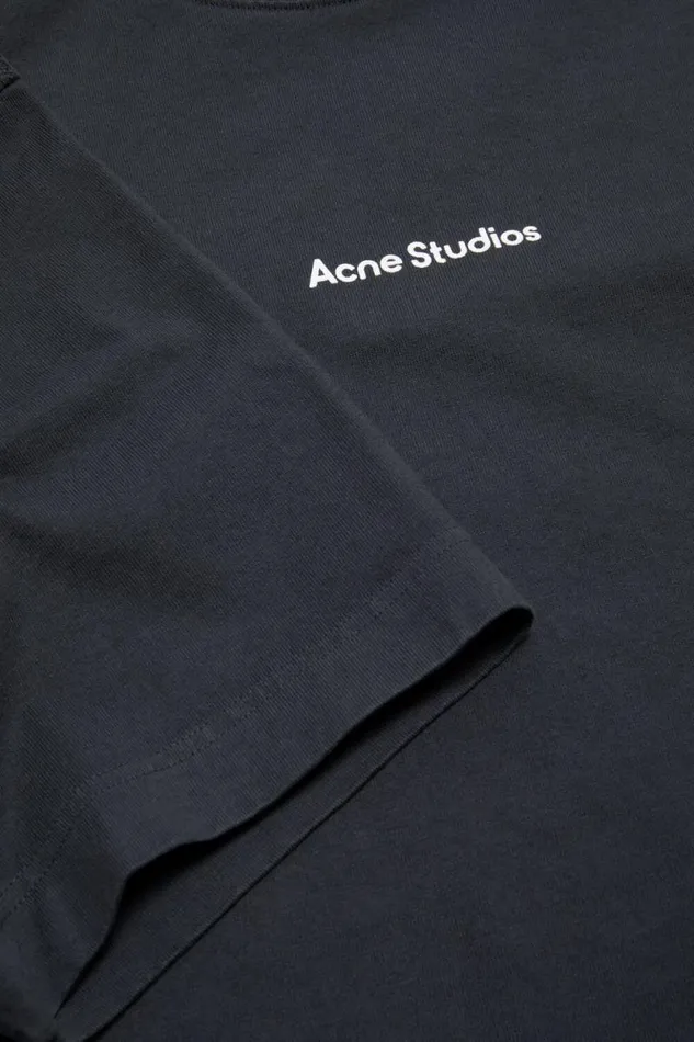 Acne Studios Tshirt Stamp Logo 8211 Relaxed Fit Black Man Tshirts