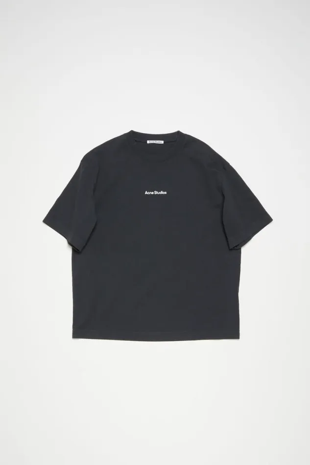 Acne Studios Tshirt Stamp Logo 8211 Relaxed Fit Black Man Tshirts