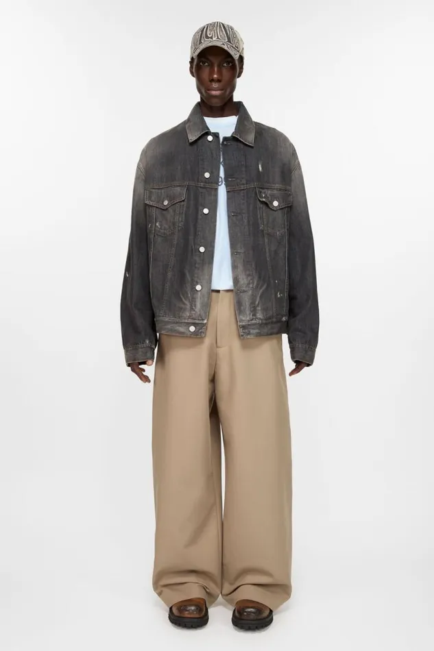 Acne Studios Twill Trousers Khaki Beige Man Trousers