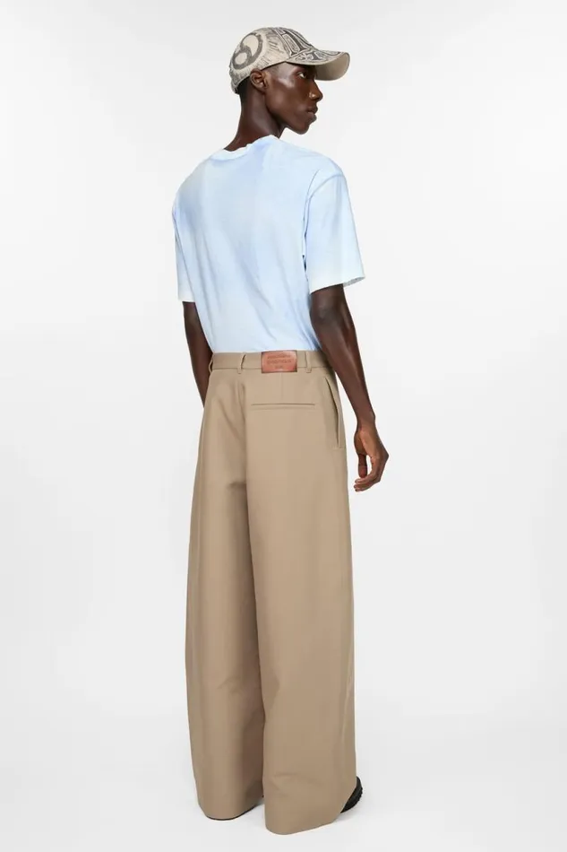 Acne Studios Twill Trousers Khaki Beige Man Trousers