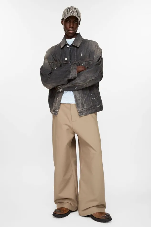 Acne Studios Twill Trousers Khaki Beige Man Trousers