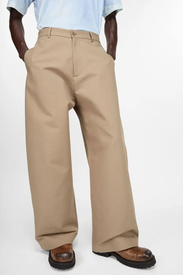 Acne Studios Twill Trousers Khaki Beige Man Trousers