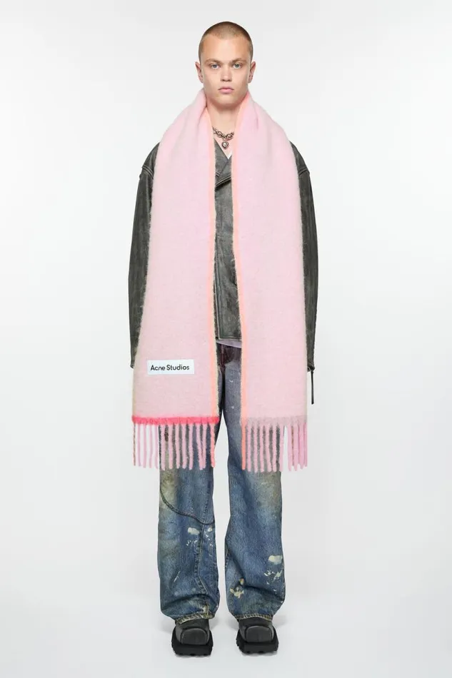 Acne Studios Wool Mohair Scarf 8211 Narrow Pink Man Scarves