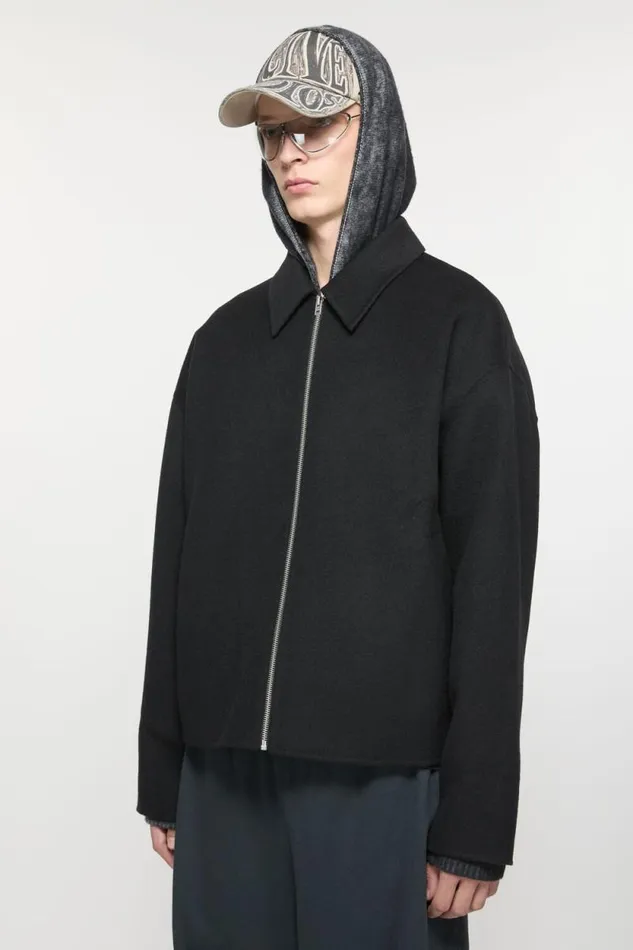 Acne Studios Wool Zipper Jacket Black Man Outerwear